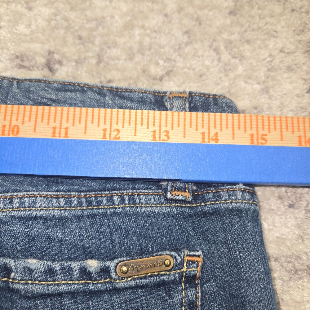 Acquaverde Blue Flare Leg Denim Jeans Snap Button Hem Medium Wash Bell bottom - Picture 7 of 16